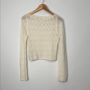 Abercrombie & Fitch Merino Wool Blend Ivory Long Sleeve Knit Sweater Size Small